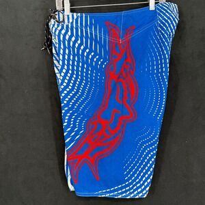 Fox Racing Mens Board Shorts  Blue White Red Geometric Graphic Size 33 01111